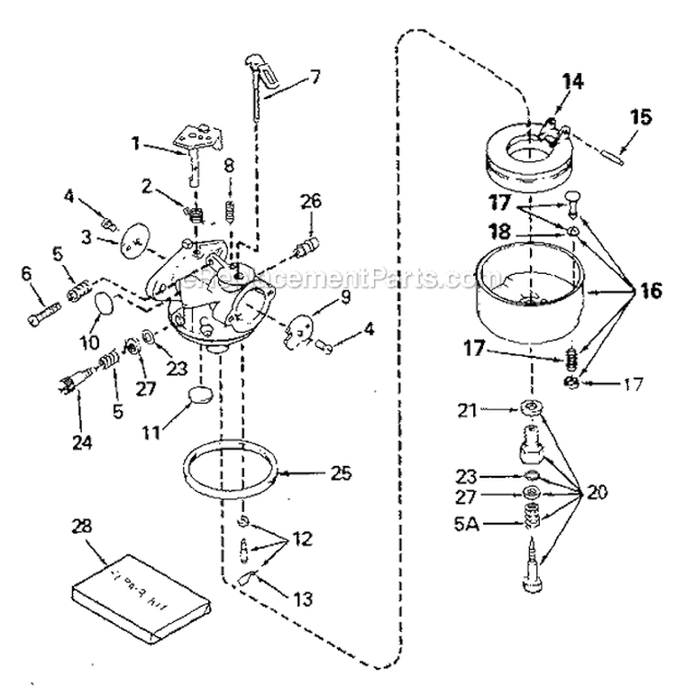 Carburetor_632370A Diagram and Parts List for 536886330  Craftsman Snow Blower