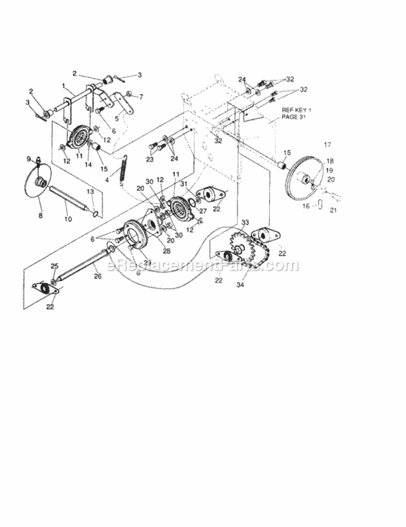 Page D Diagram and Parts List for 536886331  Craftsman Snow Blower