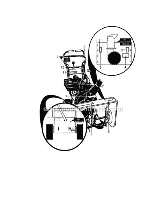 Page H Diagram and Parts List for 536886331  Craftsman Snow Blower