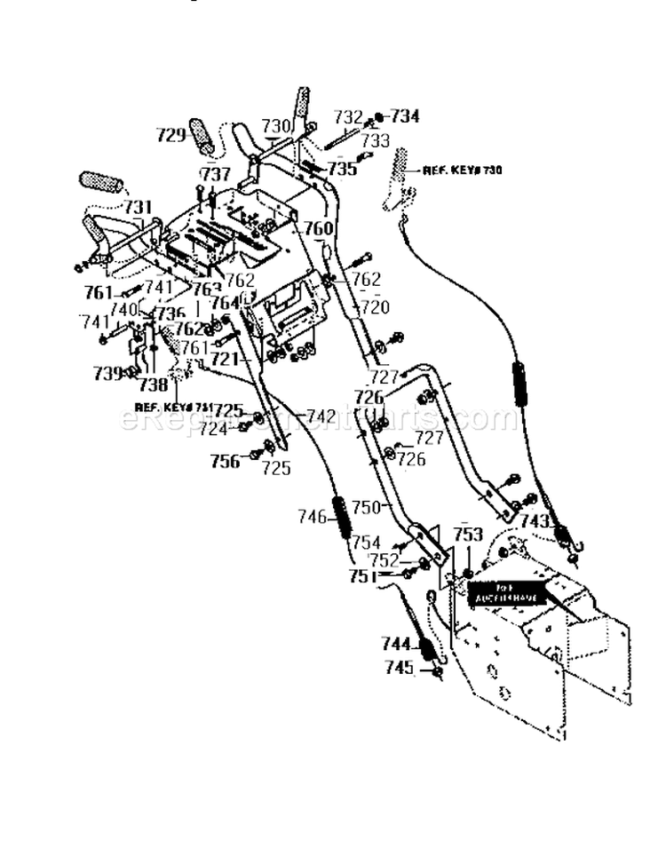 Handle Assembly Diagram and Parts List for 536886350  Craftsman Snow Blower