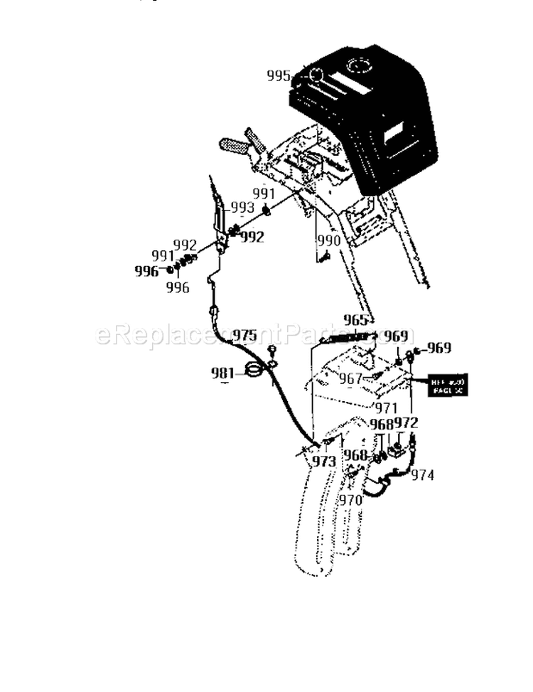 Remote Chute Assembly Diagram and Parts List for 536886350  Craftsman Snow Blower