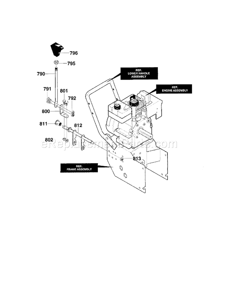 Shift Yoke Assembly Diagram and Parts List for 536886440  Craftsman Snow Blower