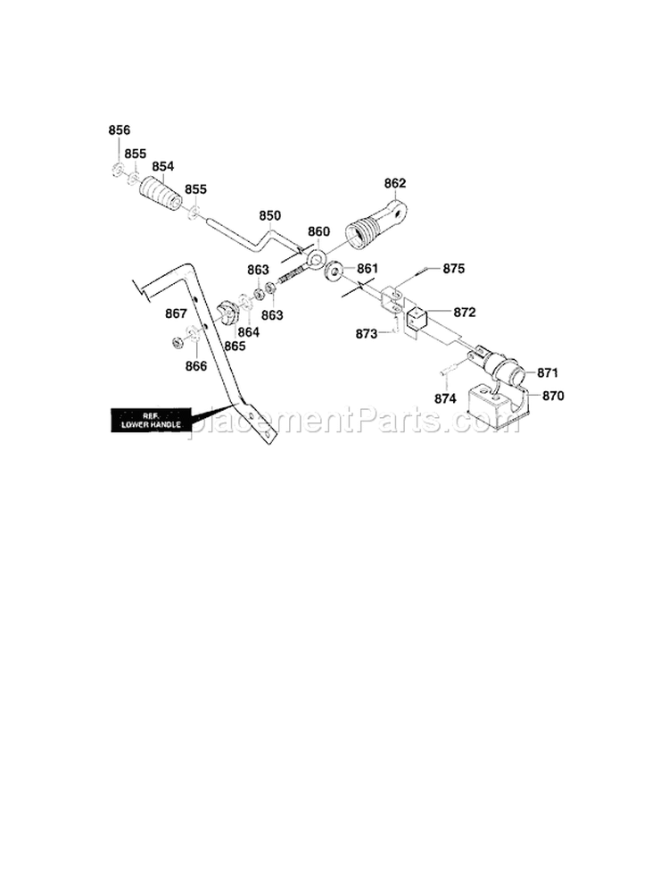 Chute Control Rod Assembly Diagram and Parts List for 536886440  Craftsman Snow Blower