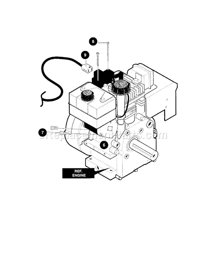 Electric Start Assembly Diagram and Parts List for 536886440  Craftsman Snow Blower