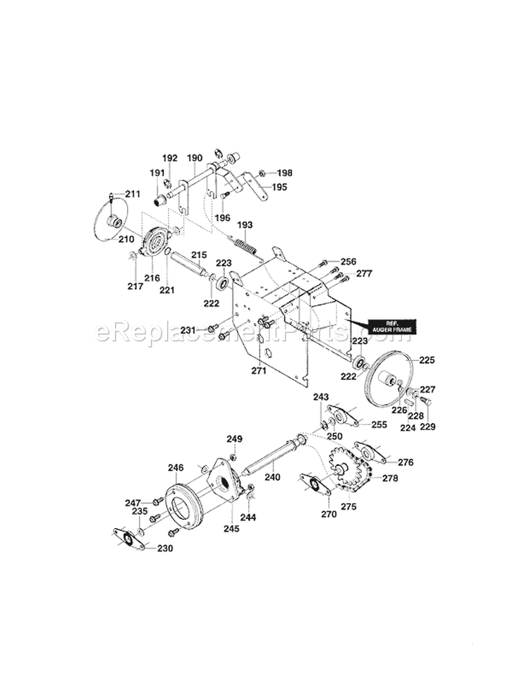 Drive Components Diagram and Parts List for 536886480  Craftsman Snow Blower