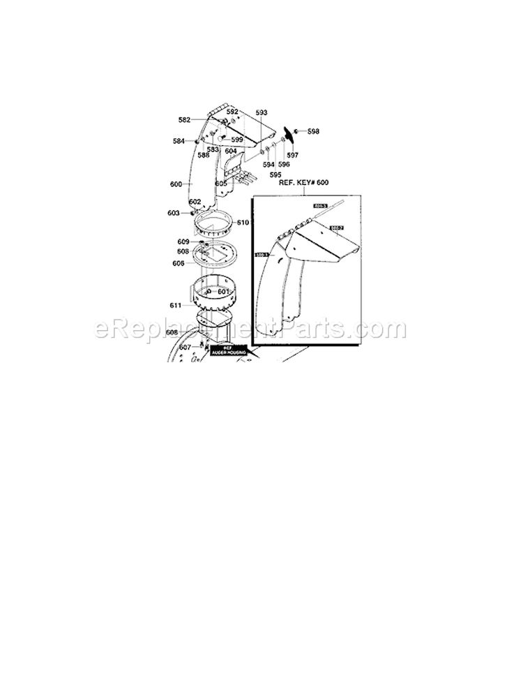 Discharge Chute Diagram and Parts List for 536886480  Craftsman Snow Blower