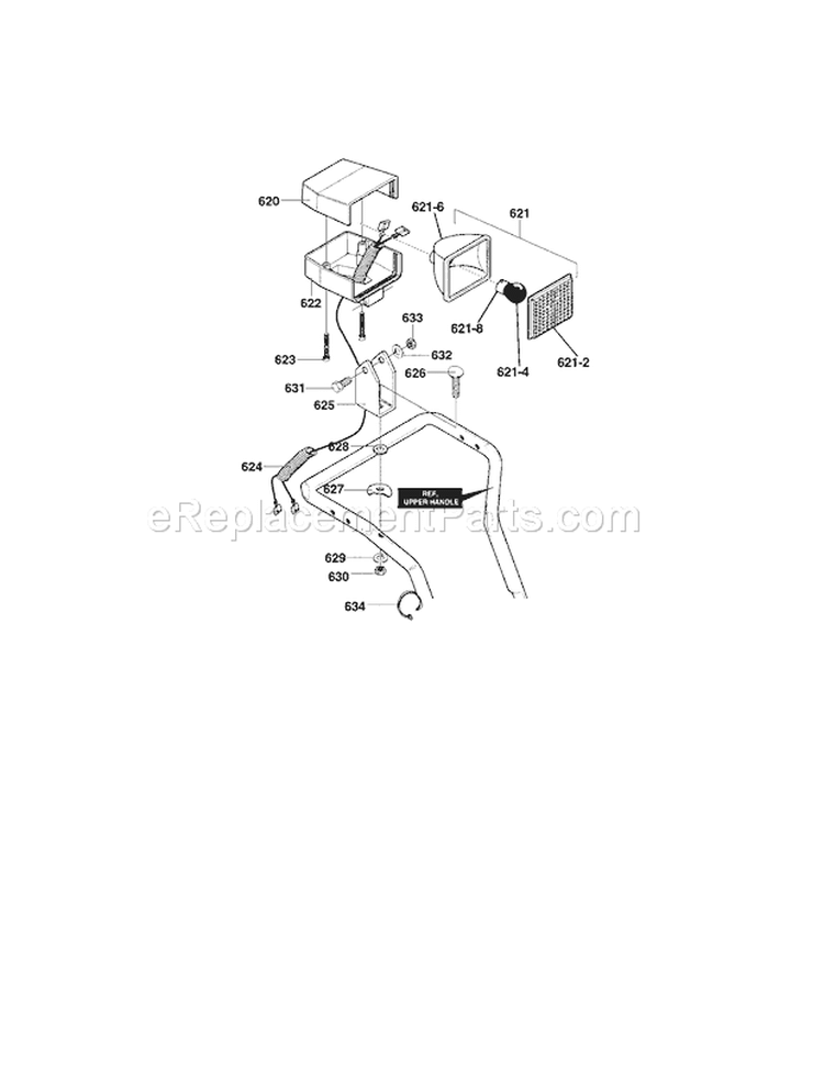 Headlight Diagram and Parts List for 536886480  Craftsman Snow Blower