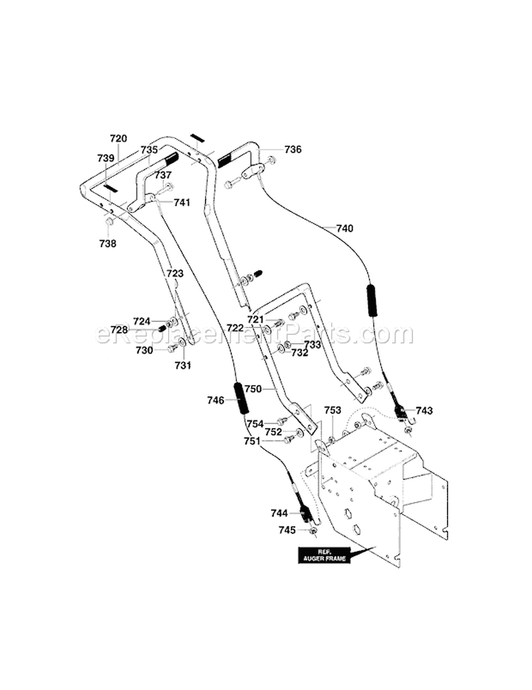 Handle Diagram and Parts List for 536886480  Craftsman Snow Blower