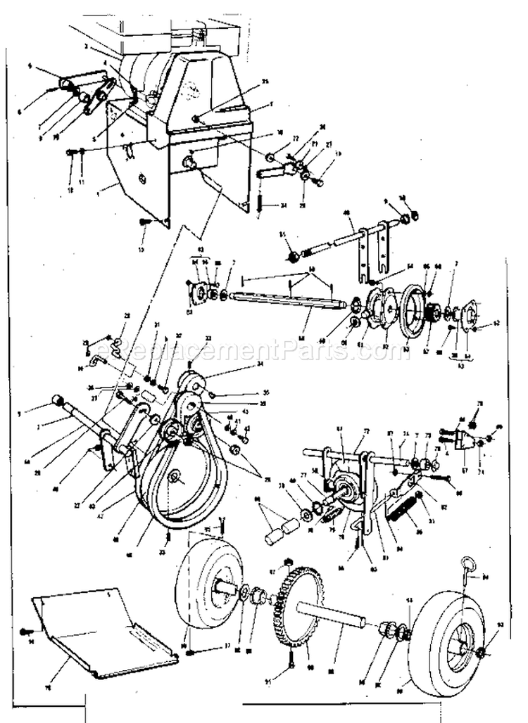 Motor Mount Assembly Diagram and Parts List for 536886500  Craftsman Snow Blower