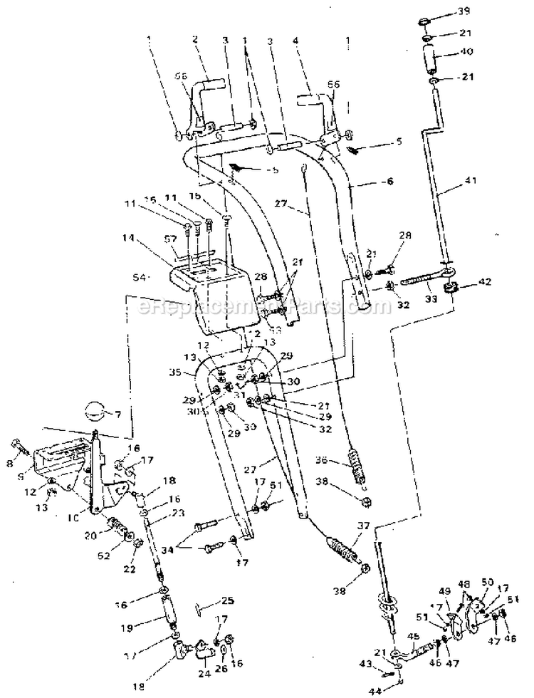 Handle Assembly Diagram and Parts List for 536886510  Craftsman Snow Blower