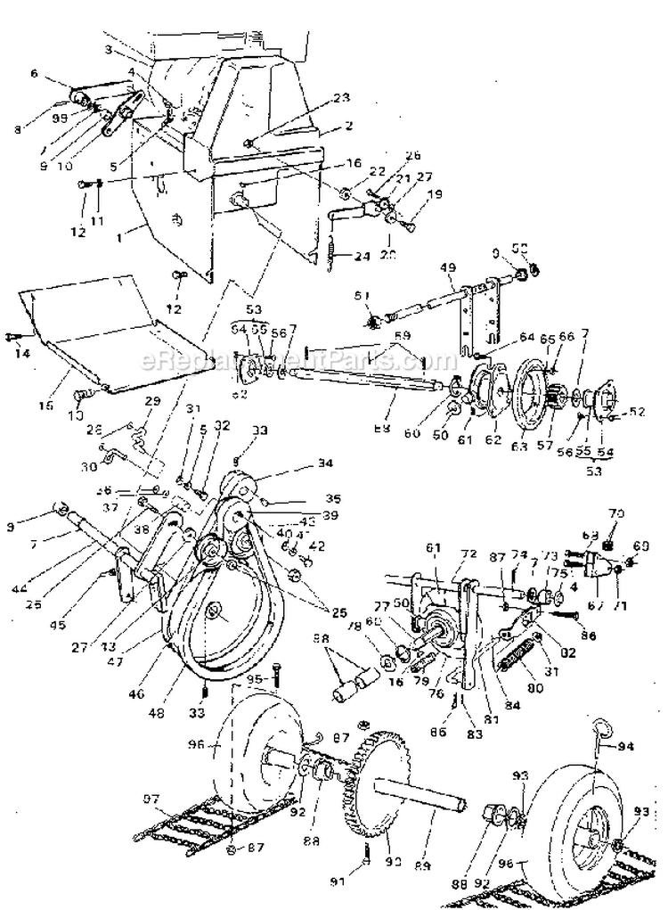Motor Mount Assembly Diagram and Parts List for 536886510  Craftsman Snow Blower