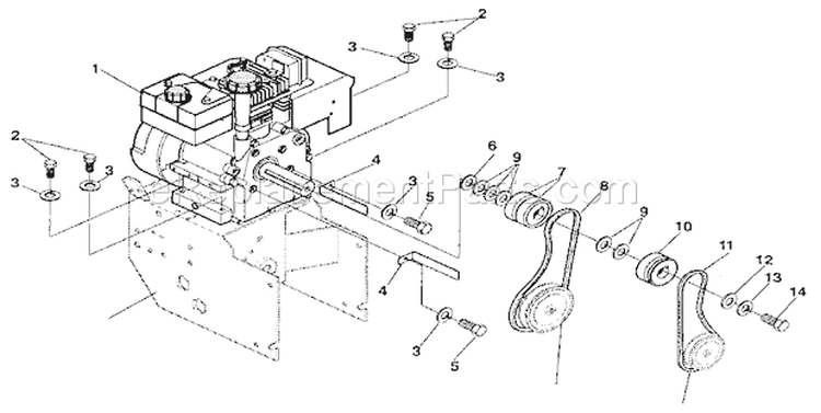 Engine Components Diagram and Parts List for 536886531  Craftsman Snow Blower