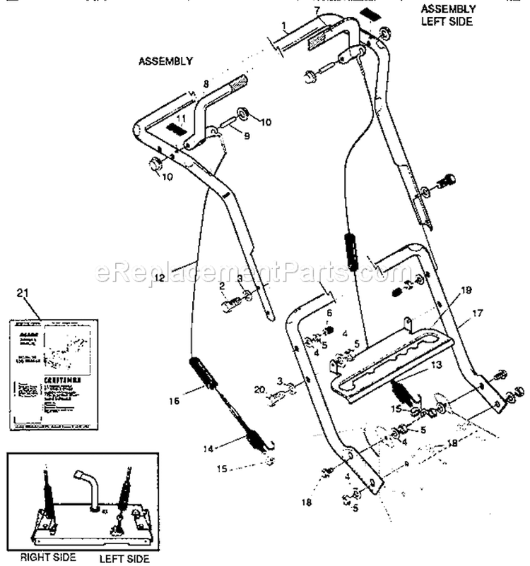 Handle Assembly Repair Pa Diagram and Parts List for 536886540  Craftsman Snow Blower