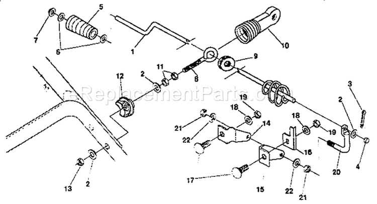 Chute Control Rod Repair Diagram and Parts List for 536886540  Craftsman Snow Blower
