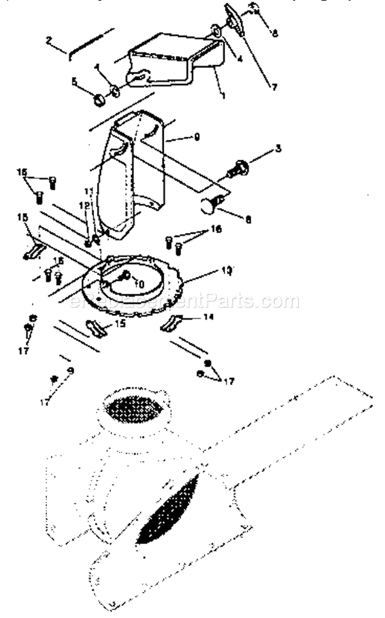 Discharge Chute Repair Pa Diagram and Parts List for 536886540  Craftsman Snow Blower