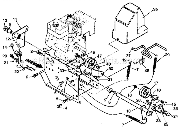 Frame Components Repair P Diagram and Parts List for 536886540  Craftsman Snow Blower