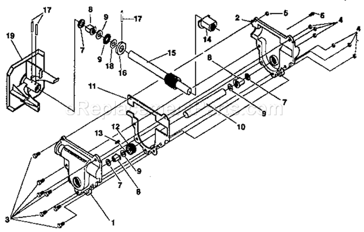 Gear Box Repair Parts Diagram and Parts List for 536886540  Craftsman Snow Blower