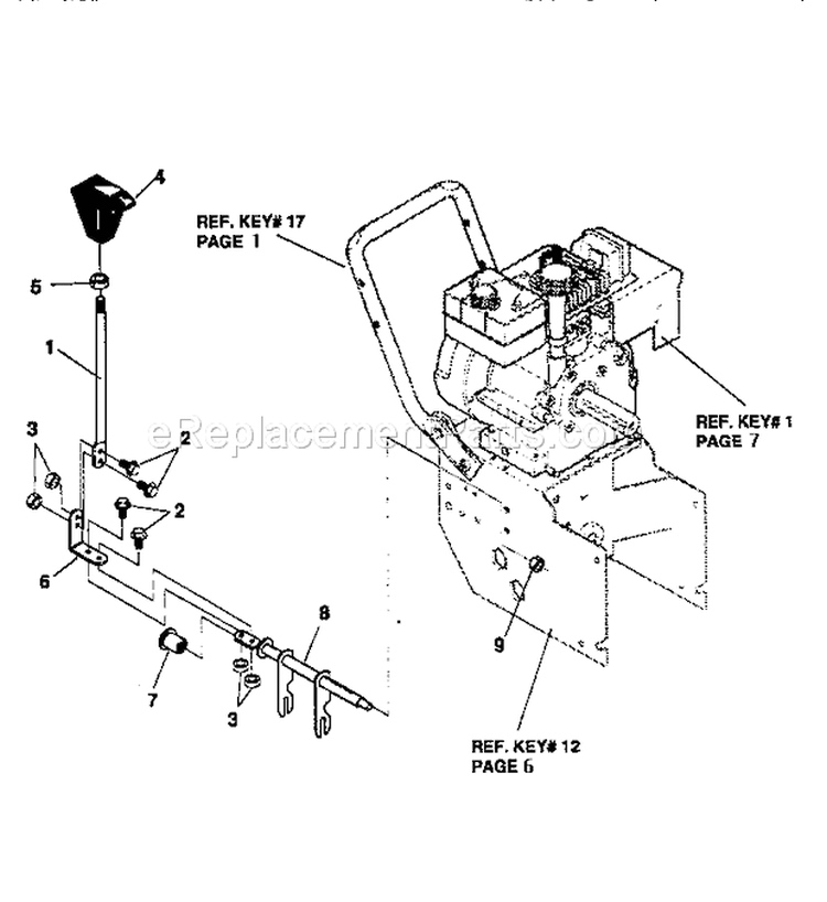 Shift Yoke Diagram and Parts List for 536886621  Craftsman Snow Blower