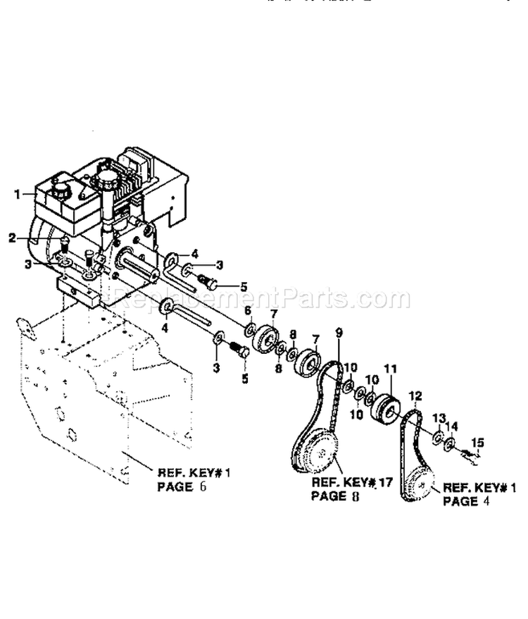 Engine Components Diagram and Parts List for 536886621  Craftsman Snow Blower