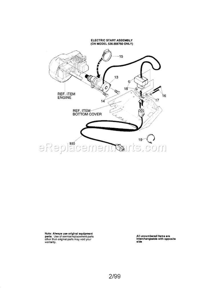 Starter Kit Diagram and Parts List for 536886760  Craftsman Snow Blower