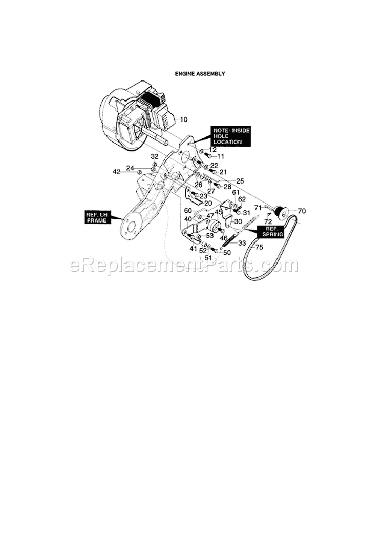 Engine Assembly Diagram and Parts List for 536886760  Craftsman Snow Blower