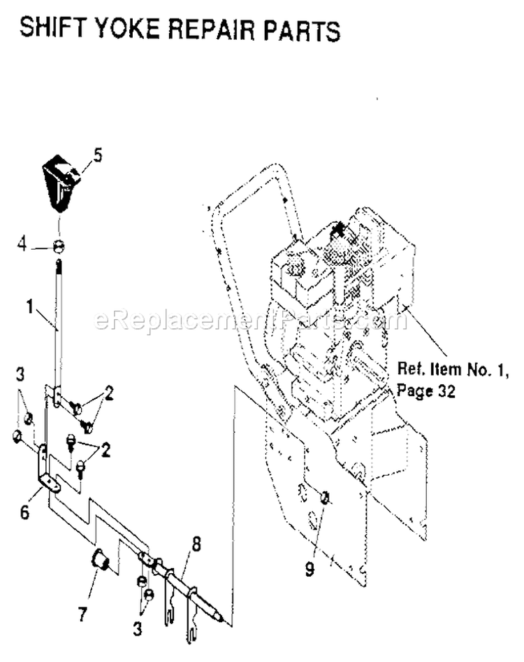 Shift Yoke Diagram and Parts List for 536886810  Craftsman Snow Blower