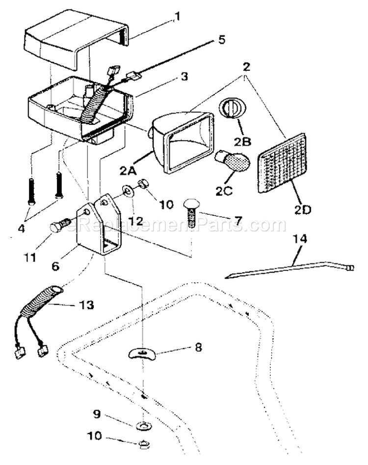 Headlight Diagram and Parts List for 536886811  Craftsman Snow Blower