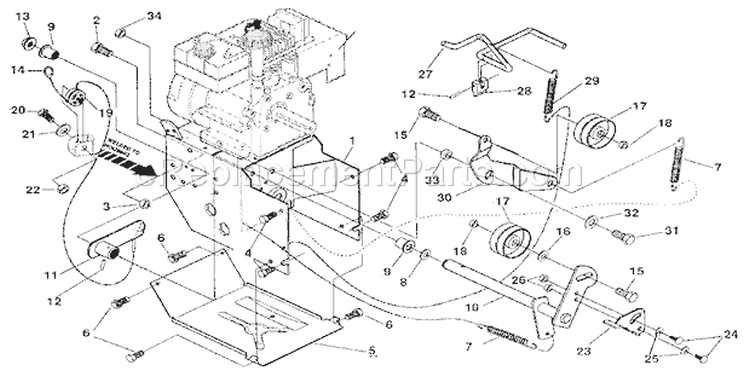 Frame Components Diagram and Parts List for 536886811  Craftsman Snow Blower