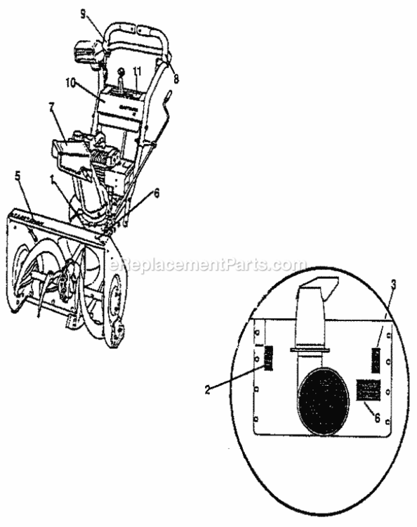 Page O Diagram and Parts List for 536887221  Craftsman Snow Blower
