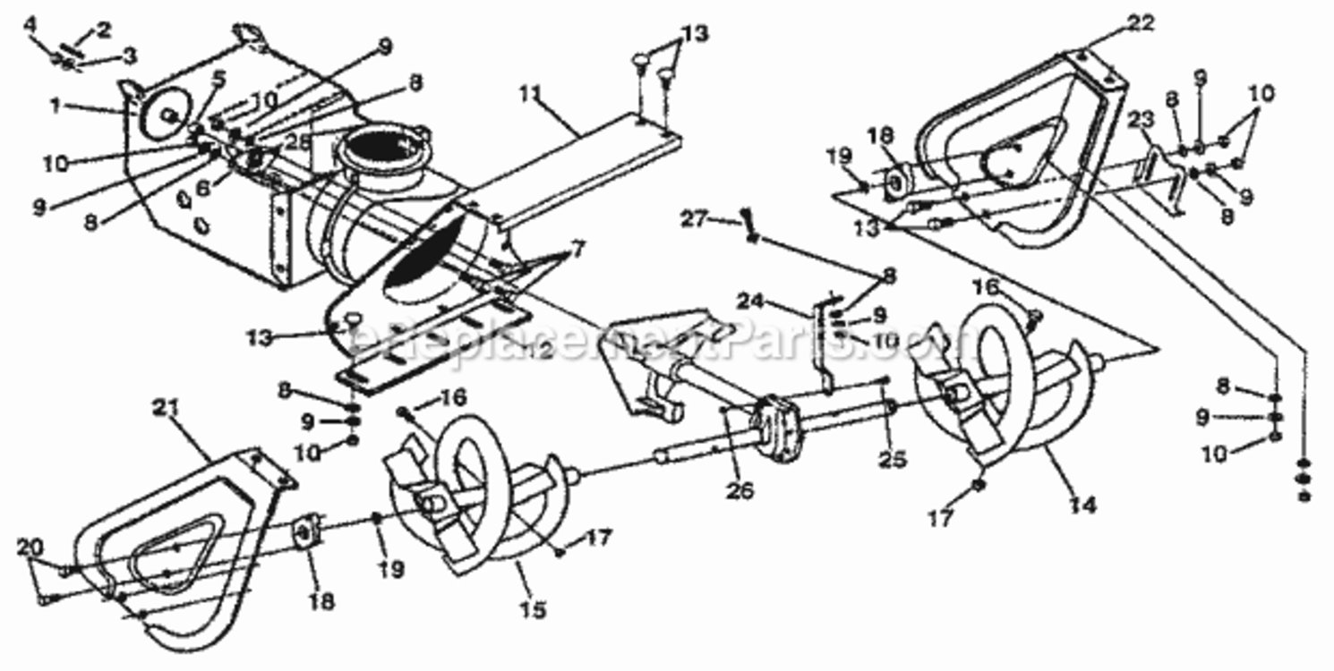 Page F Diagram and Parts List for 536887221  Craftsman Snow Blower