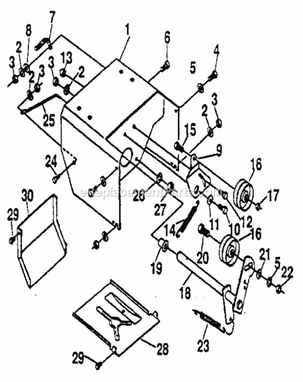 Page H Diagram and Parts List for 536887221  Craftsman Snow Blower