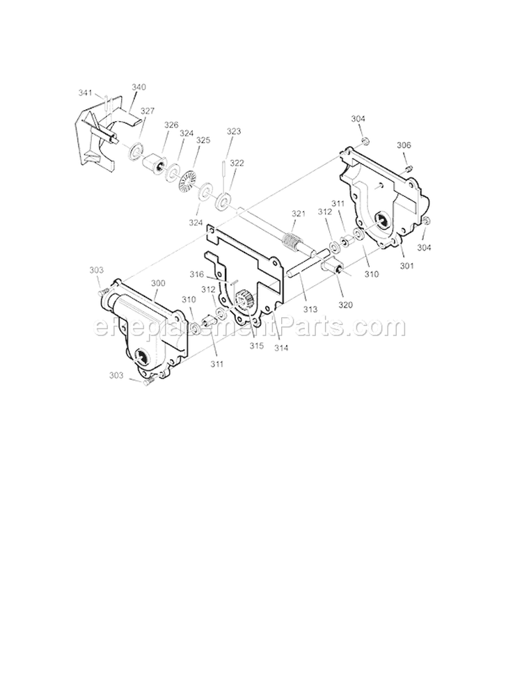 Gear Case Diagram and Parts List for 536887250  Craftsman Snow Blower