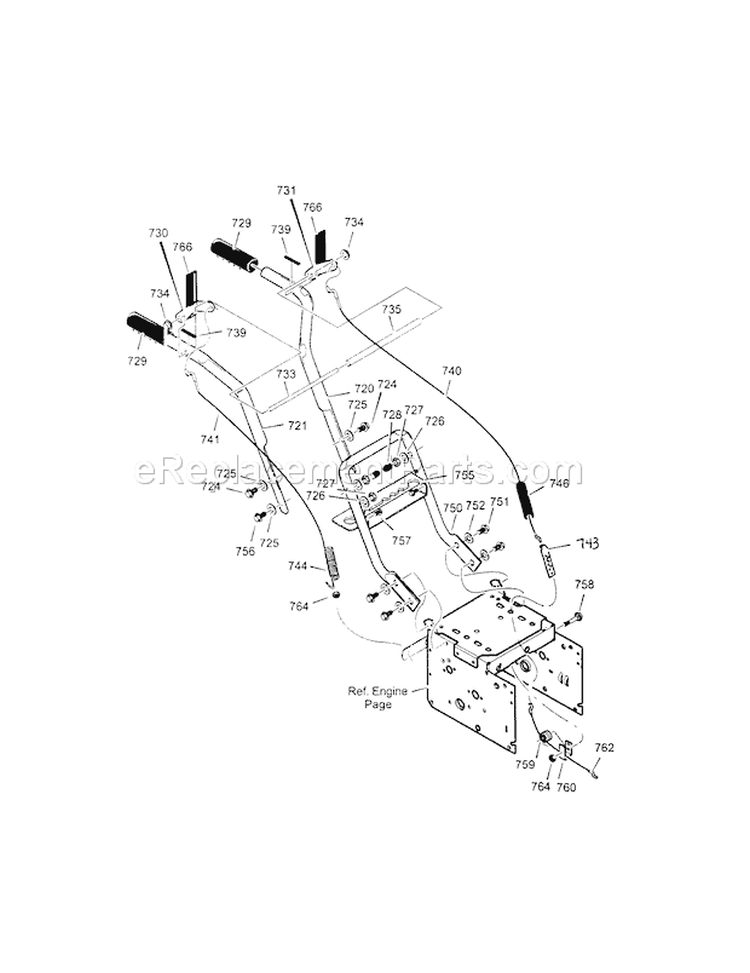 Handle Diagram and Parts List for 536887250  Craftsman Snow Blower
