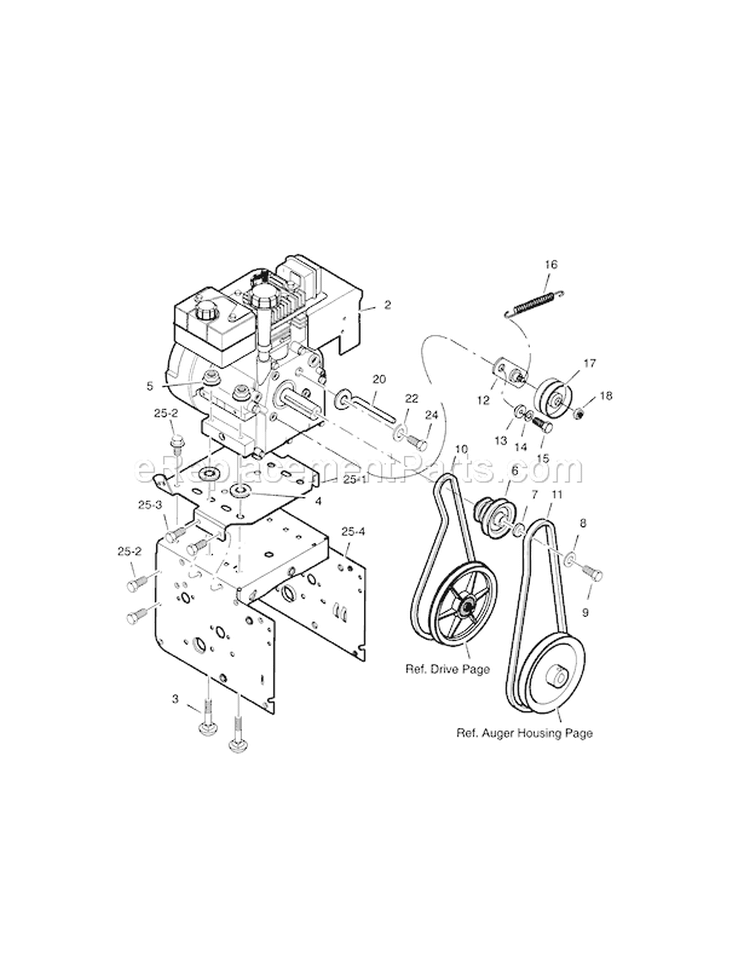Engine Diagram and Parts List for 536887251  Craftsman Snow Blower