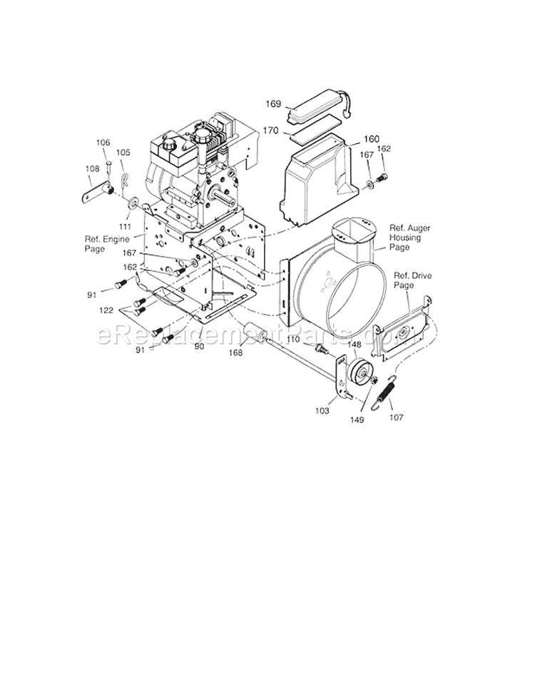 Frame Diagram and Parts List for 536887251  Craftsman Snow Blower