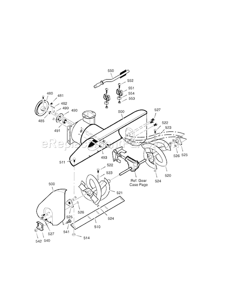 Auger Housing Diagram and Parts List for 536887251  Craftsman Snow Blower