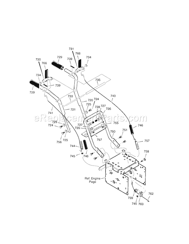 Handle Diagram and Parts List for 536887251  Craftsman Snow Blower
