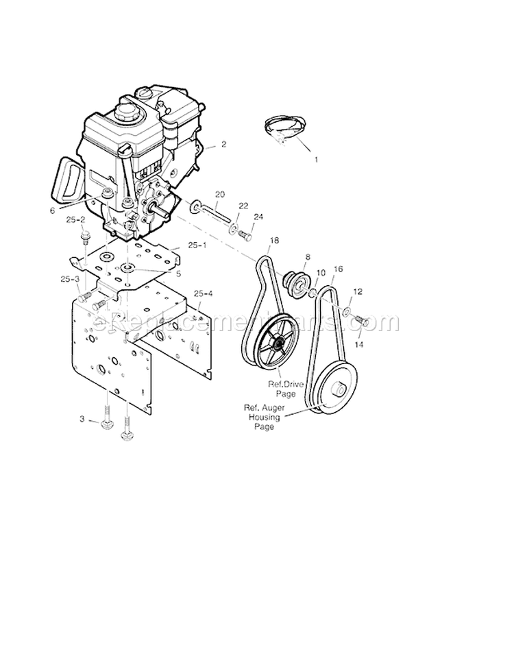 26" 7.75Hp Engine 500 Diagram and Parts List for 536887750  Craftsman Snow Blower