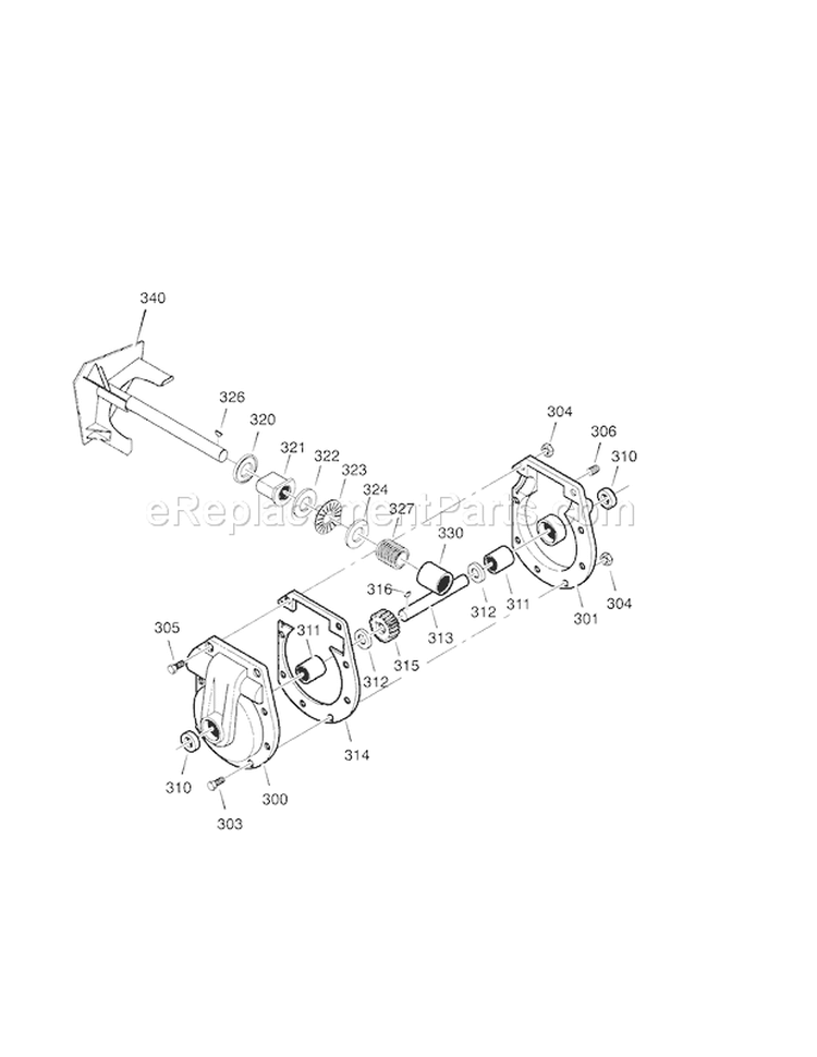26" 7.75Hp Gear Case Diagram and Parts List for 536887750  Craftsman Snow Blower