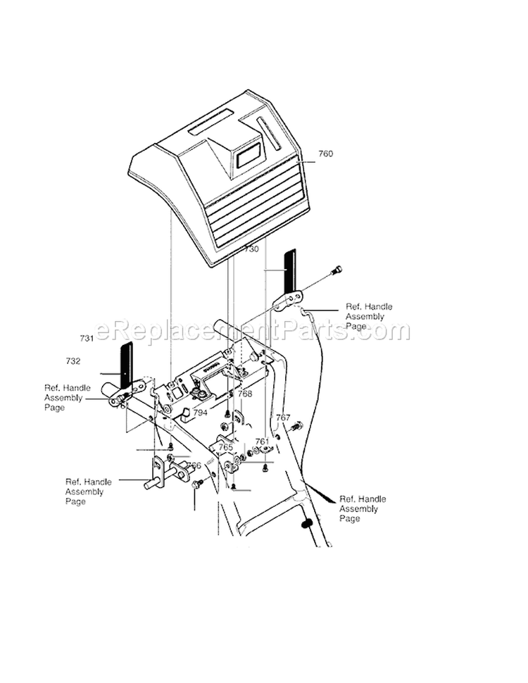 26" 7.75Hp Control Panel Diagram and Parts List for 536887750  Craftsman Snow Blower