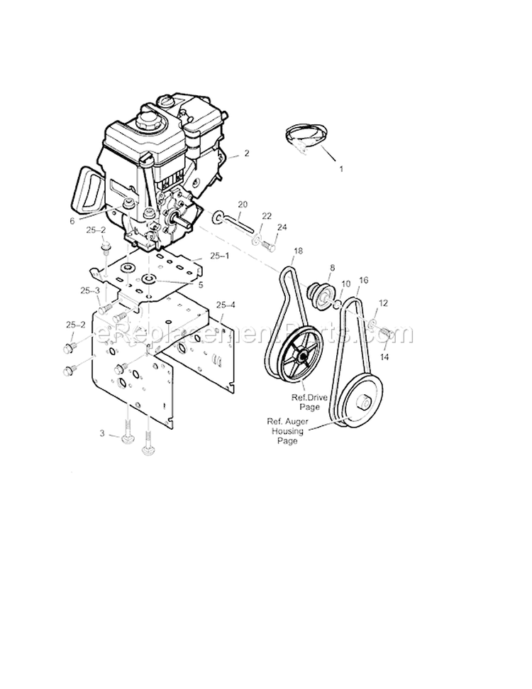 Engine Diagram and Parts List for 536887751  Craftsman Snow Blower
