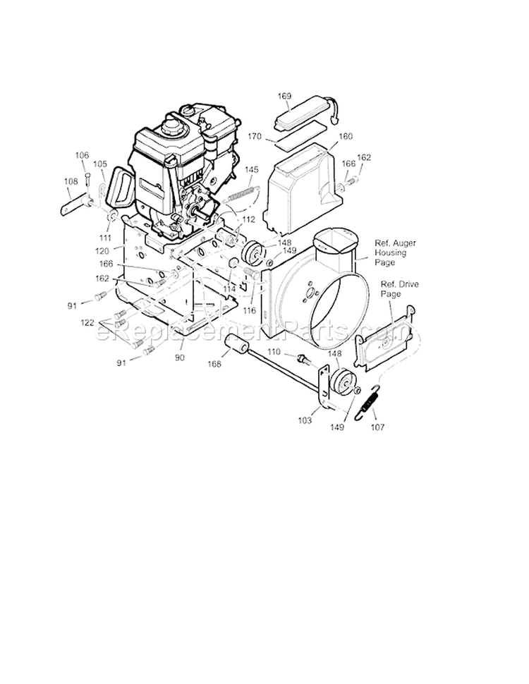 Frame Diagram and Parts List for 536887751  Craftsman Snow Blower