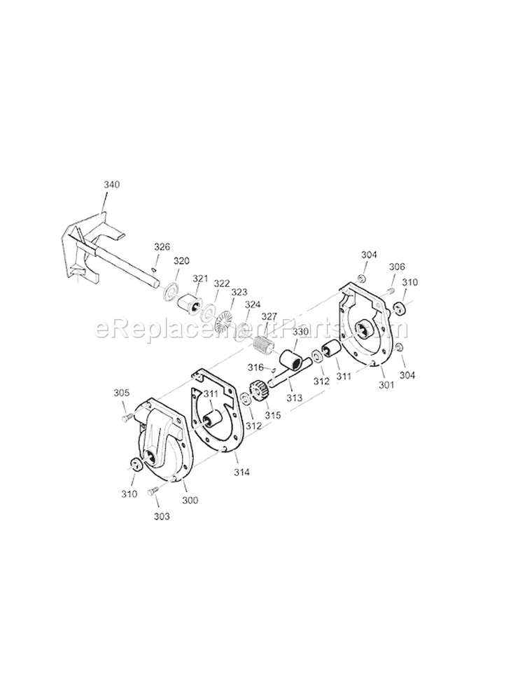 Gear Case Diagram and Parts List for 536887751  Craftsman Snow Blower
