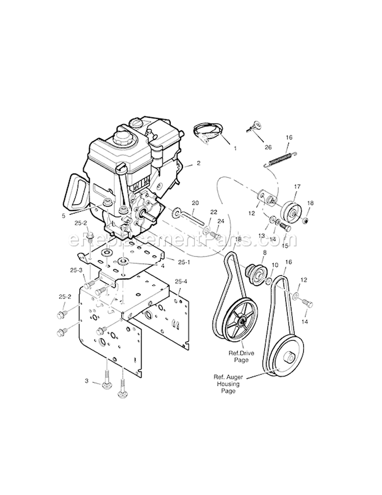 Engine Diagram and Parts List for 536887752  Craftsman Snow Blower