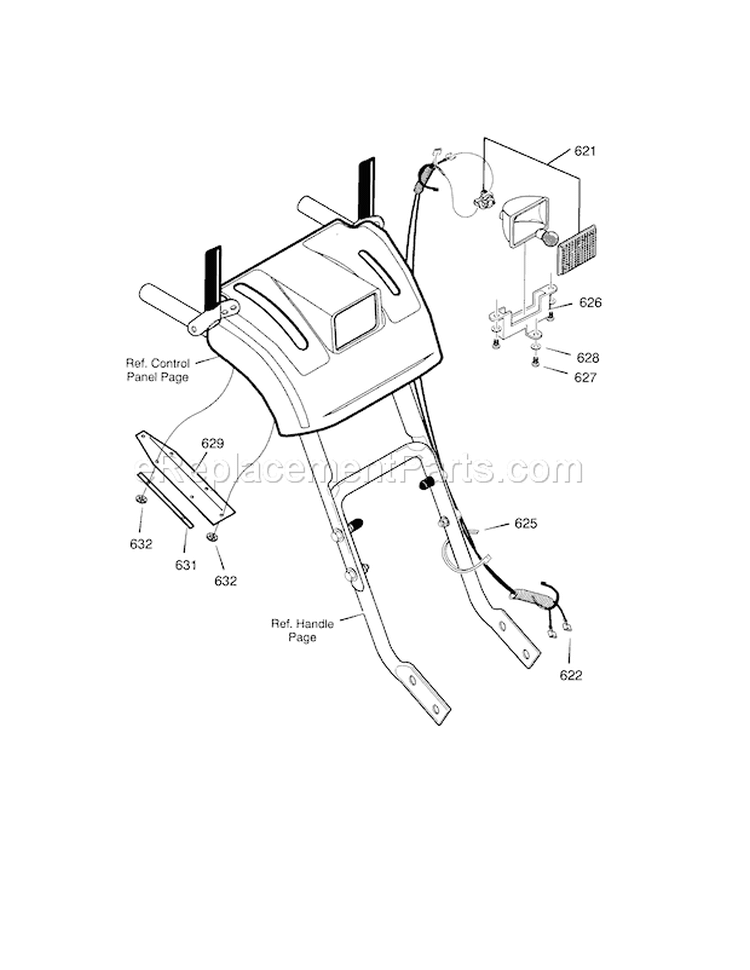 Headlight Diagram and Parts List for 536887752  Craftsman Snow Blower