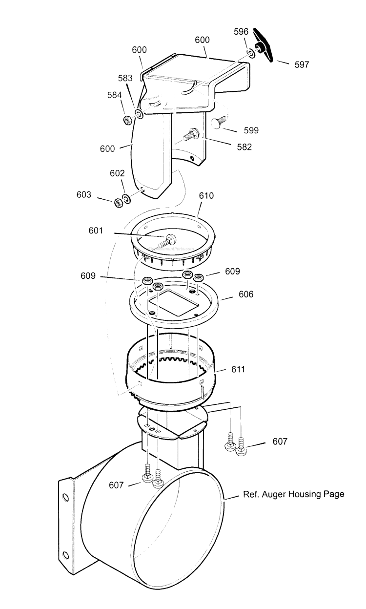 Page F Diagram and Parts List for 536887990  Craftsman Snow Blower