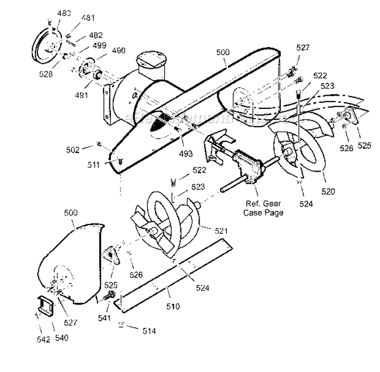 Page G Diagram and Parts List for 536887990  Craftsman Snow Blower