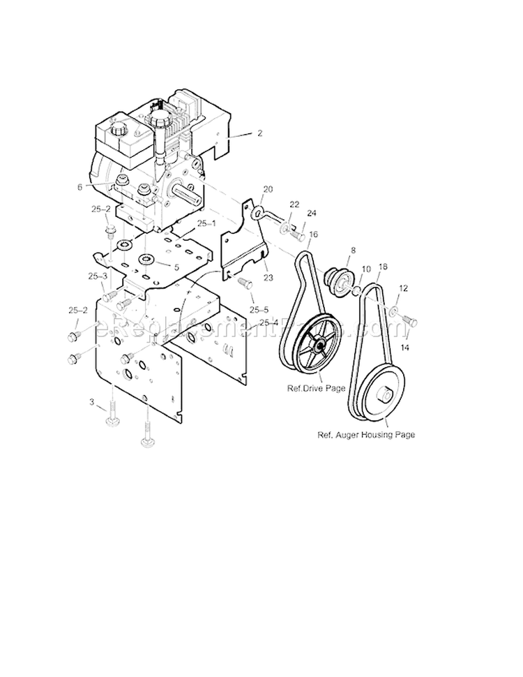 Engine Diagram and Parts List for 536887991  Craftsman Snow Blower