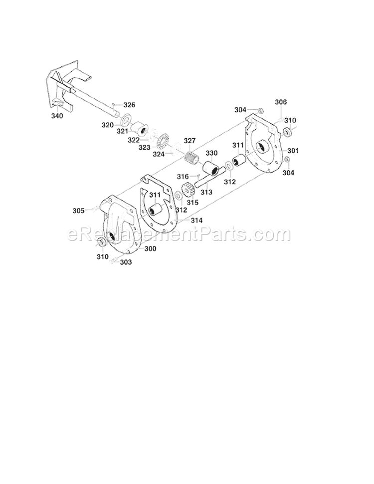 Gear Case Diagram and Parts List for 536887991  Craftsman Snow Blower