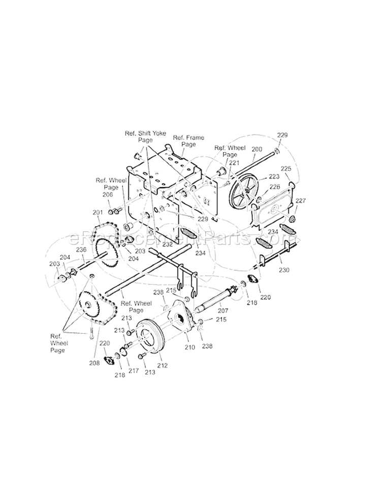 Drive Diagram and Parts List for 536887991  Craftsman Snow Blower